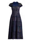 Tadashi Shoji Pintuck Pleat Embroidery Detail Cocktail Midi Dress