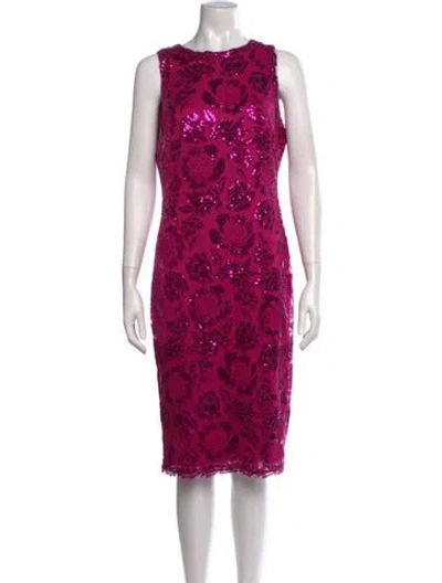 Pre-owned Tadashi Shoji Floral Print Knee-length Dress W/ Tags In Pink
