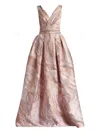 Tadashi Shoji Metallic Textured Abstract Print Gown In Multi