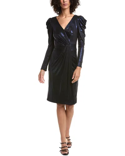 Tadashi Shoji Garrison Draped Metallic Jersey Sheath Dress In Black