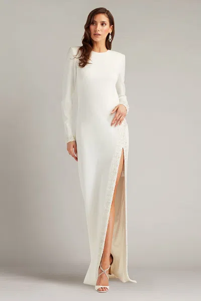 Tadashi Shoji Geyer Embellished Open Back Gown In White
