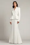 Tadashi Shoji Gilles Peplum Tuxedo Bridal Gown In White