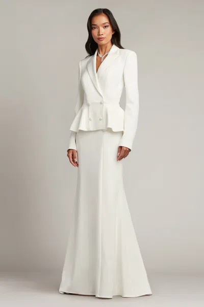 Tadashi Shoji Gilles Peplum Tuxedo Bridal Gown In White