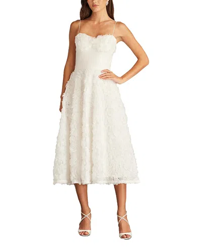 Tadashi Shoji Greer Rosette Applique Midi Dress In Ivory