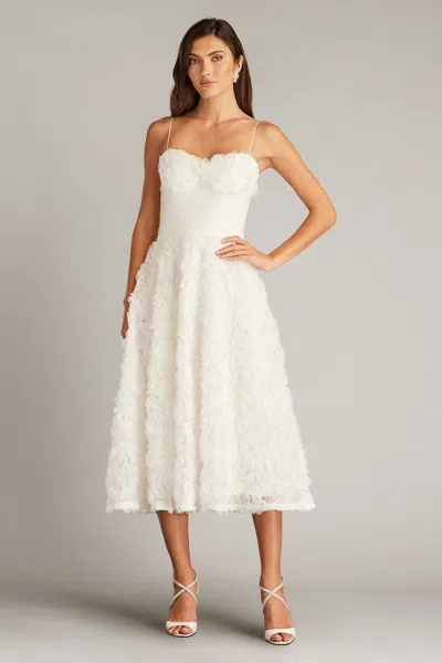 Tadashi Shoji Greer Rosette Applique Midi Dress In Ivory