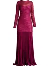 Tadashi Shoji Sunburst Pleated Georgette And Tulle Gown In Pink