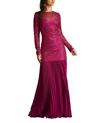 TADASHI SHOJI HALIM SEQUIN EMBROIDERED ILLUSION GOWN