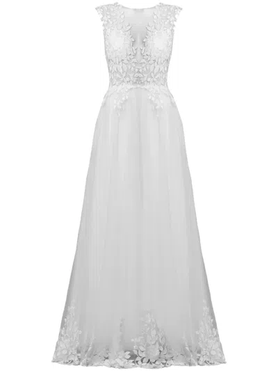 Tadashi Shoji Hastings Embroidered Gown In White