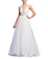 Tadashi Shoji Hastings Illusion Gown In Ivory