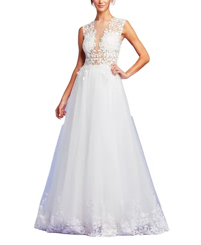 Tadashi Shoji Hastings Illusion Gown In Ivory