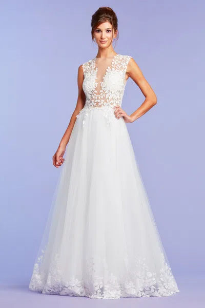 Tadashi Shoji Hastings Illusion Gown In White