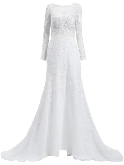 Tadashi Shoji Holden Embroidered Mermaid Gown In White