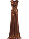 Tadashi Shoji Houghton Draped Gown In Brown