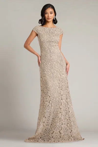 Tadashi Shoji Hoyt Lotus Embroidered Tulle Gown In Neutral