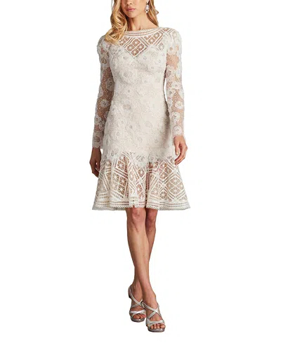 TADASHI SHOJI IDLY EMBROIDERED ILLUSION DRESS