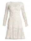 Tadashi Shoji Cfe25400m Short Long Sleeve Fitted Lace Cocktail Dress In White