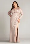Tadashi Shoji Imanie Draped Lamé Gown In Neutral