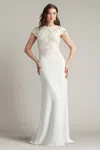 Tadashi Shoji Cim25398l A Line Long Formal Evening Dress In White