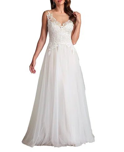 Tadashi Shoji Jardine Lace-panelled Bridal Gown In Ivory