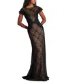 Tadashi Shoji Embellished Flutter Sleeve Lace Mermaid Gown In Multi