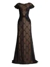 Tadashi Shoji Embellished Flutter Sleeve Lace Mermaid Gown In Multi