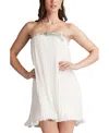 Tadashi Shoji Jemny Pleated Chiffon Trapeze Mini Dress In White