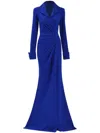 Tadashi Shoji Jerico Ruched French Cuff Gown In Blue