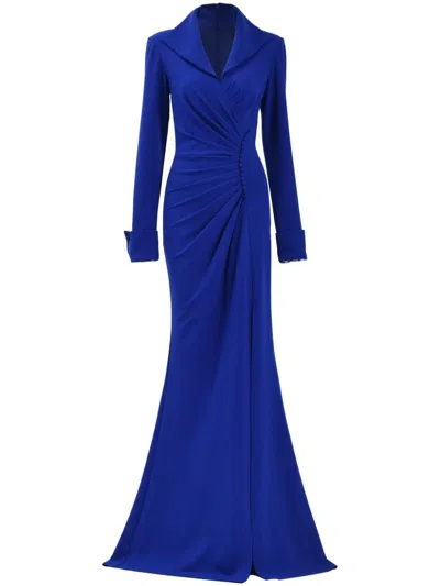 Tadashi Shoji Jerico Ruched French Cuff Gown In Midnight