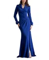 Tadashi Shoji Jerico Ruched French Cuff Gown In Mdnit