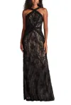 Tadashi Shoji Kaiti Embroidered Halter Gown