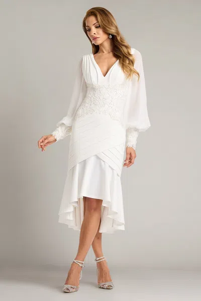 Tadashi Shoji Kalina Blouson Sleeve High In White