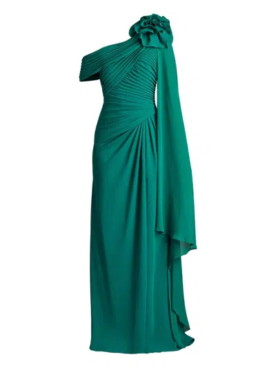 TADASHI SHOJI KAMARI DRAPED OFF-SHOULDER GOWN