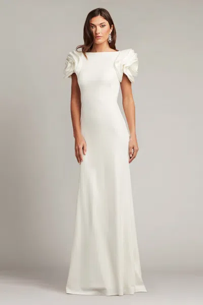 Tadashi Shoji Keating Rosette Sleeve Gown In White