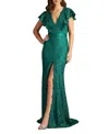 Tadashi Shoji Sequin-embellished Gown In Green
