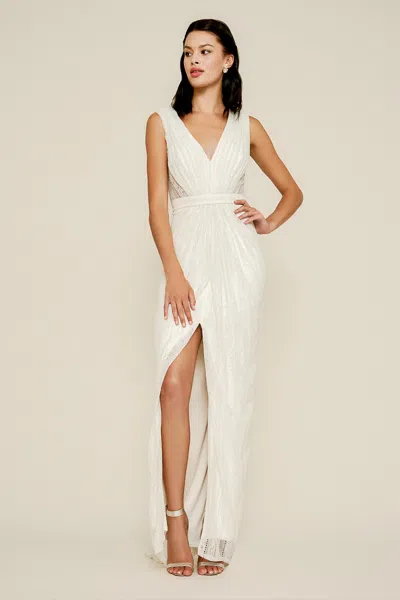 Tadashi Shoji Killian Slit Lace Gown In White