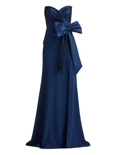 Tadashi Shoji Strapless Stretch Crepe Gown In Blue