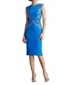 Tadashi Shoji Floral Embroidered Lace Sheath Dress In Blue