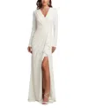 Tadashi Shoji Kleiman Cascading Drape Gown In Ivory