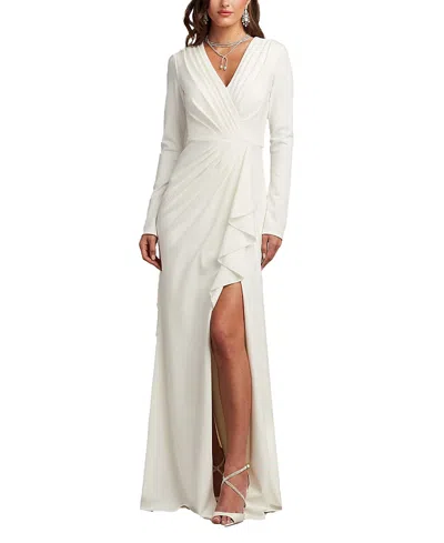 Tadashi Shoji Kleiman Cascading Drape Gown In Ivory