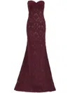 Tadashi Shoji Kohli Strapless Lattice Embroidered Gown In Red