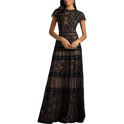 Tadashi Shoji Lace A-line Gown In Black
