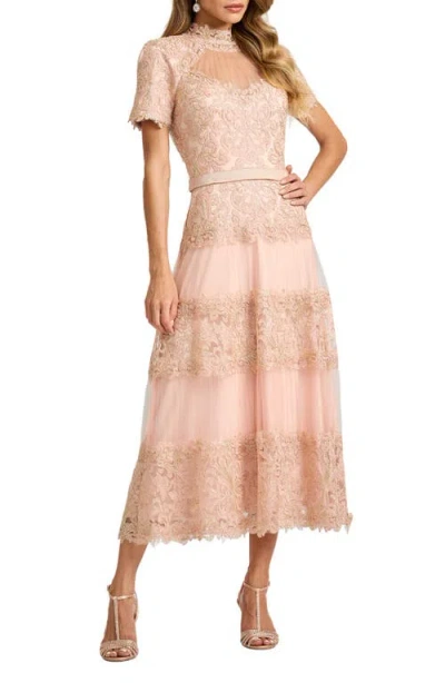 Tadashi Shoji Stelly Lotus Embroidered Tulle Midi Dress In Neutral