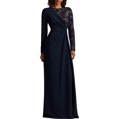 Tadashi Shoji Lace & Sequin Long Sleeve Gown In Multi