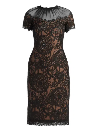 Tadashi Shoji Lace Embellished Midi Dress In Black