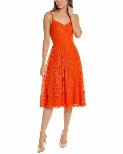 Tadashi Shoji Lace Fit And Flare Midi Dress In Tango In Orange