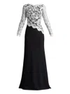 Tadashi Shoji Randall Embroidered Crepe Gown In Blue
