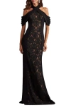 Tadashi Shoji Lace Inset Cold-shoulder Gown