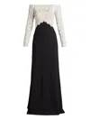 Tadashi Shoji Lace-inset Maxi Dress In White