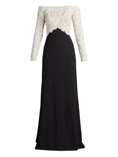 Tadashi Shoji Lace-inset Maxi Dress In White