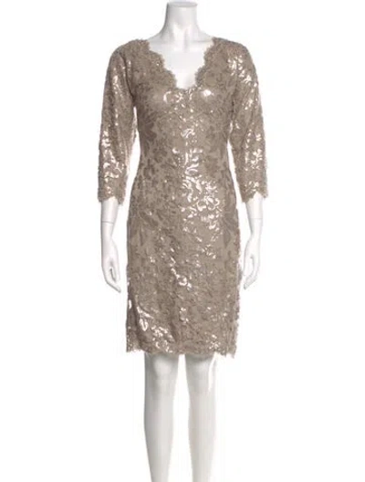 Pre-owned Tadashi Shoji Lace Knee-length Dress W/ Tags In Neutral